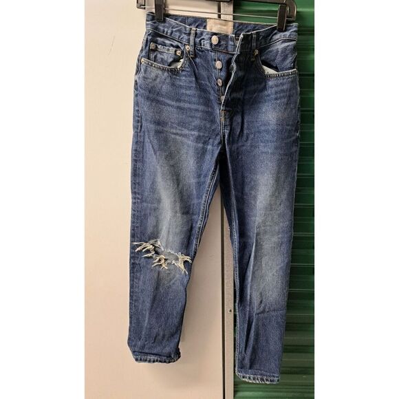 Everlane Jeans Womens 25  The Cheeky Blue Button Fly Denim Jeans Pants Straight - Picture 1 of 6
